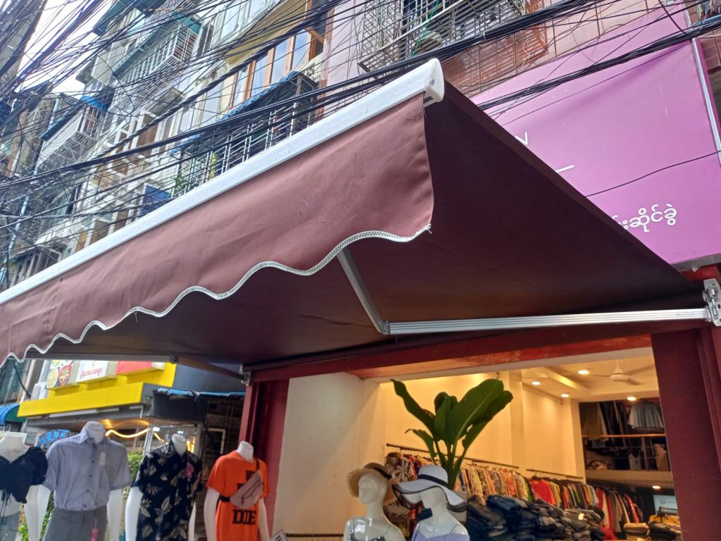 Retractable Awning Roller Sunshade Installation Mandalay, လိပ်သိမ်းဆန်းရှိတ်